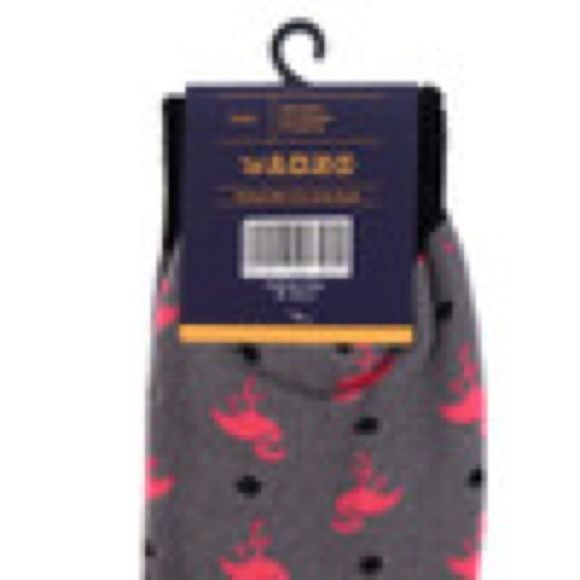 Men's Crew Socks -Flamingo -GR/PK- NWT - Picture 4 of 5